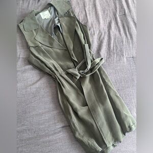 Elevenses Green Sleeveless Vest with Tie Waist